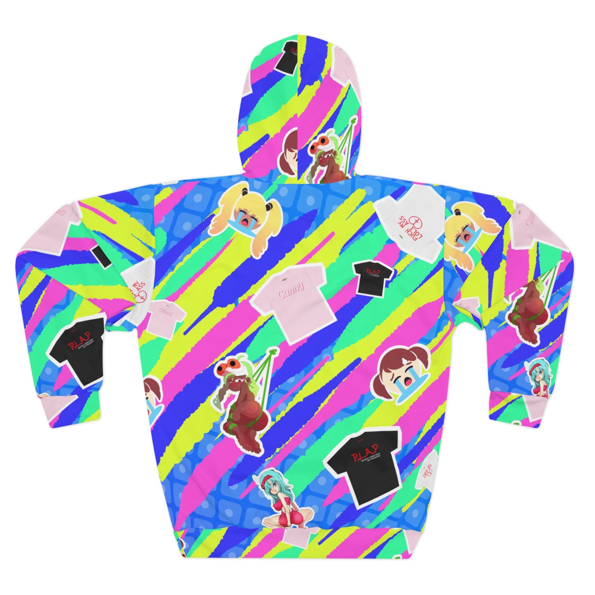 Hentai Sticker Bomb Hoodie Chaos - Ahegao & Fuck My Ass Crop Tops All-Over PrintUnisex Pullover Hoodie (AOP)