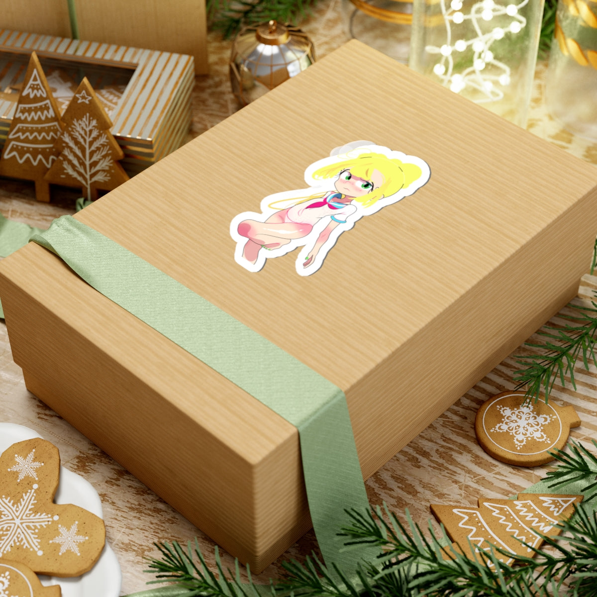 Kawaii Sailor Girl Kiss-Cut Sticker — Pastel Anime Laptop Decal