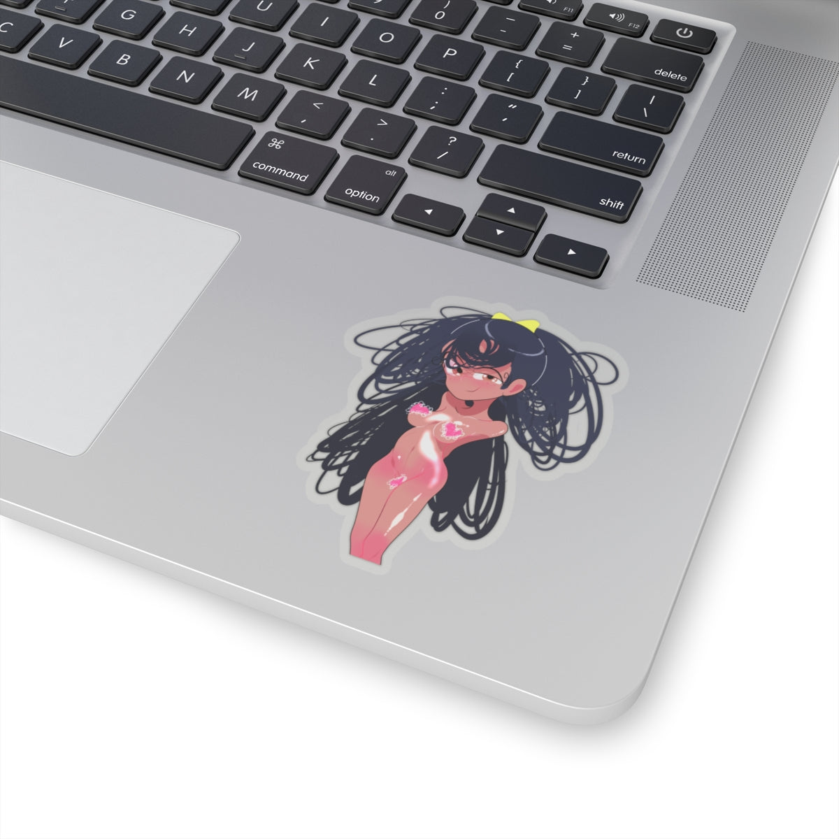 Anime Pinup Kiss-Cut Sticker — Cute Glowing Heart Girl Vinyl Decal