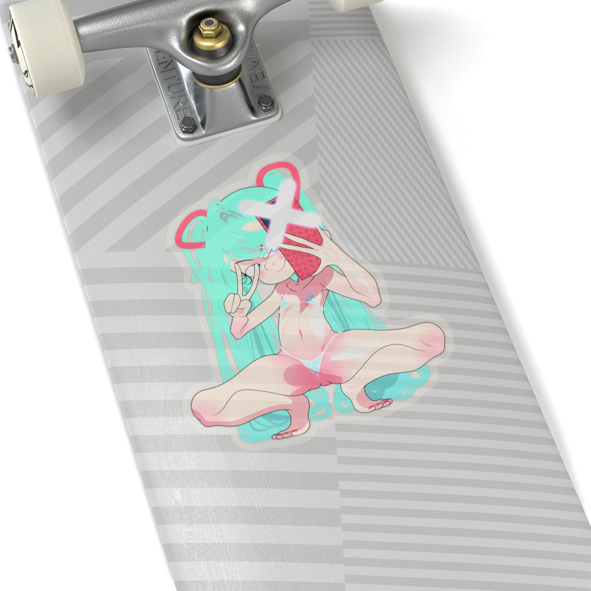Anime Selfie Girl Kiss-Cut Sticker – Cute Pastel Otaku Laptop Decal