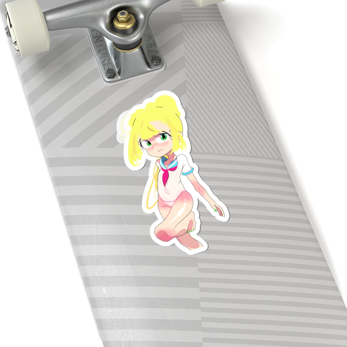 Kawaii Sailor Girl Kiss-Cut Sticker — Pastel Anime Laptop Decal