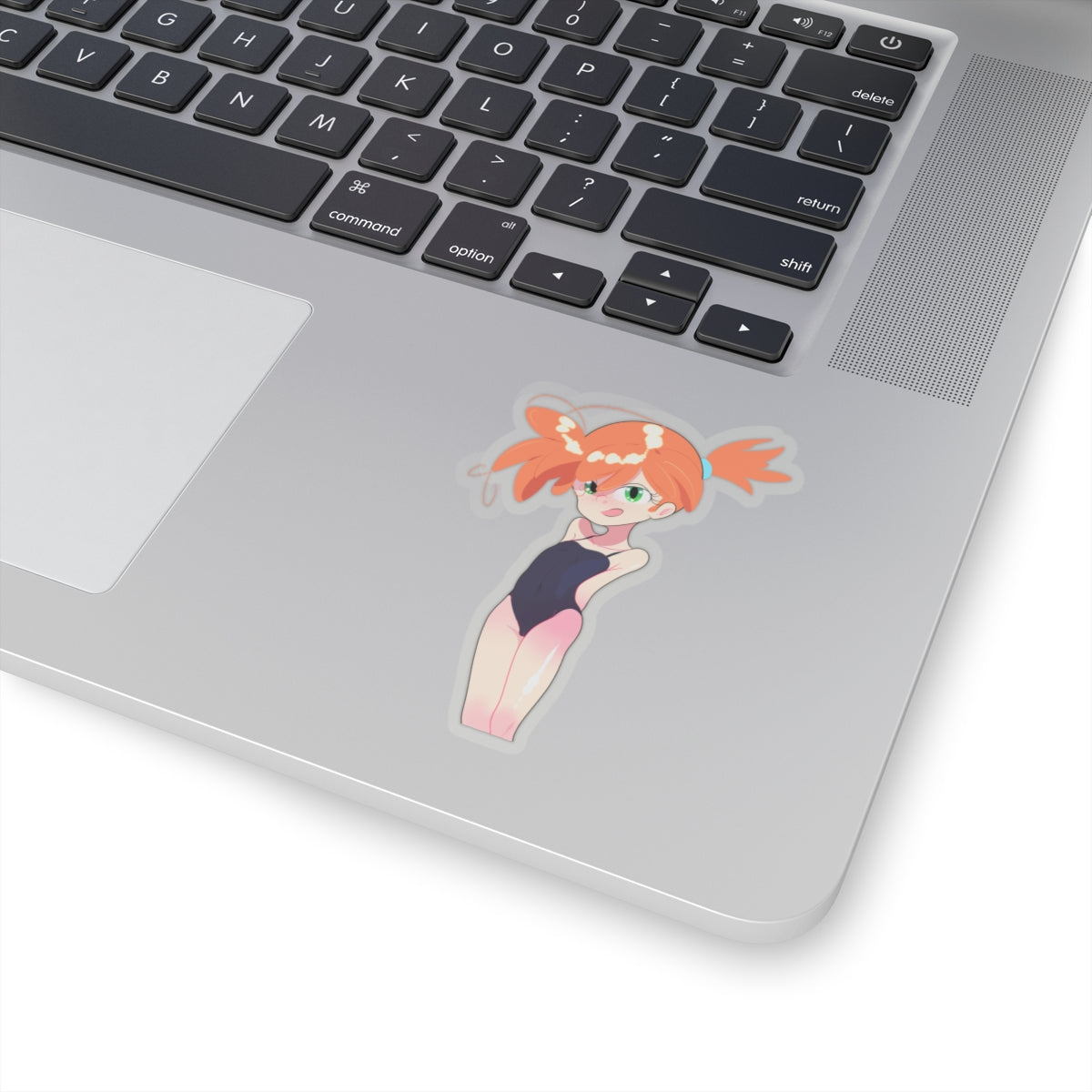 Cute Anime Girl Swimwear Kiss-Cut Sticker — Chibi Redhead Laptop Decal