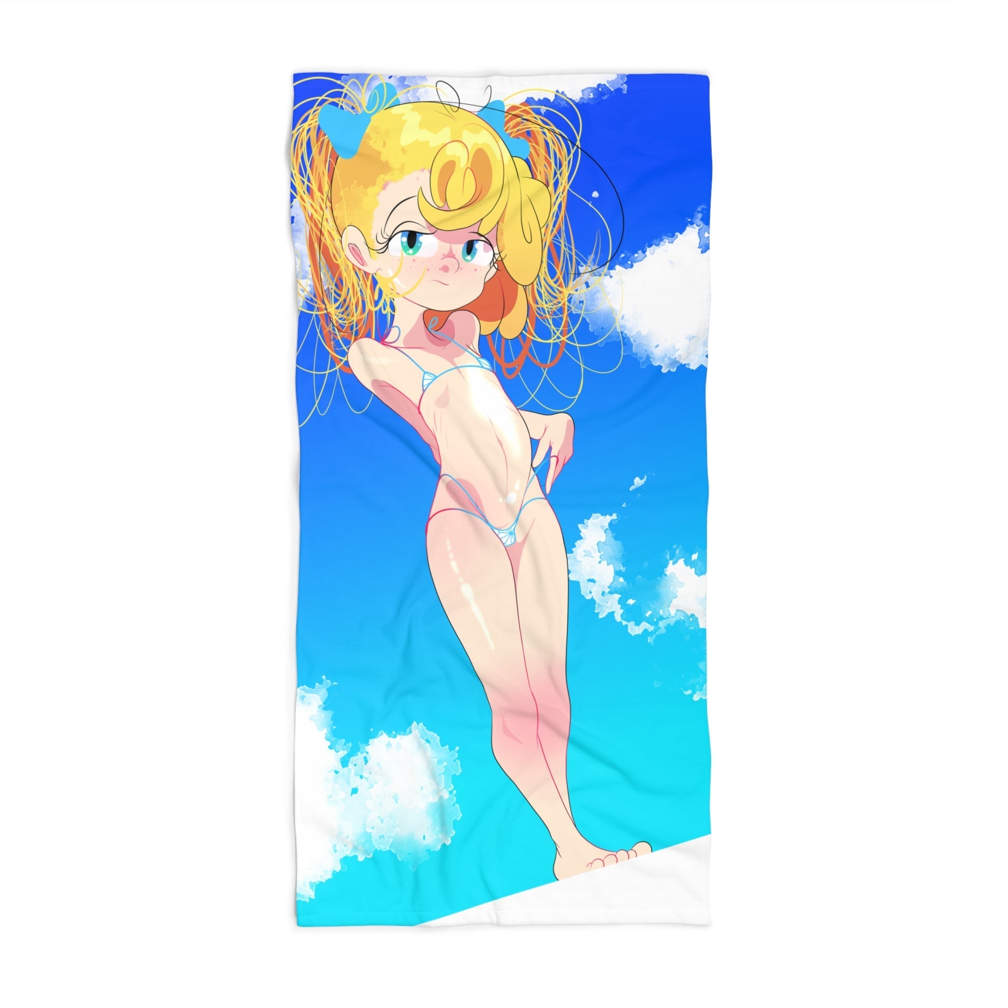 Anime Beach Towel — Cute Blonde Bikini Bath & Pool Towel for Summer