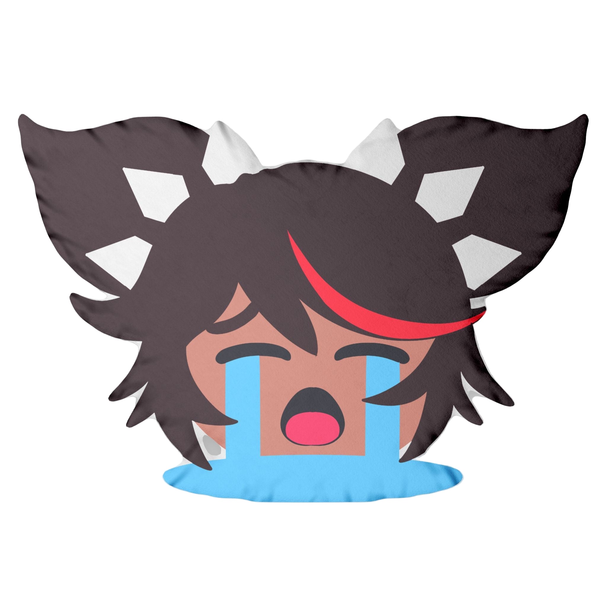 Cute Crying Anime Wolf Girl Shaped Throw Pillow - Sad Kawaii Kemonomimi Face Cushion Decorative Accent for Sofa Bed Home Decor Anime Lover Gift