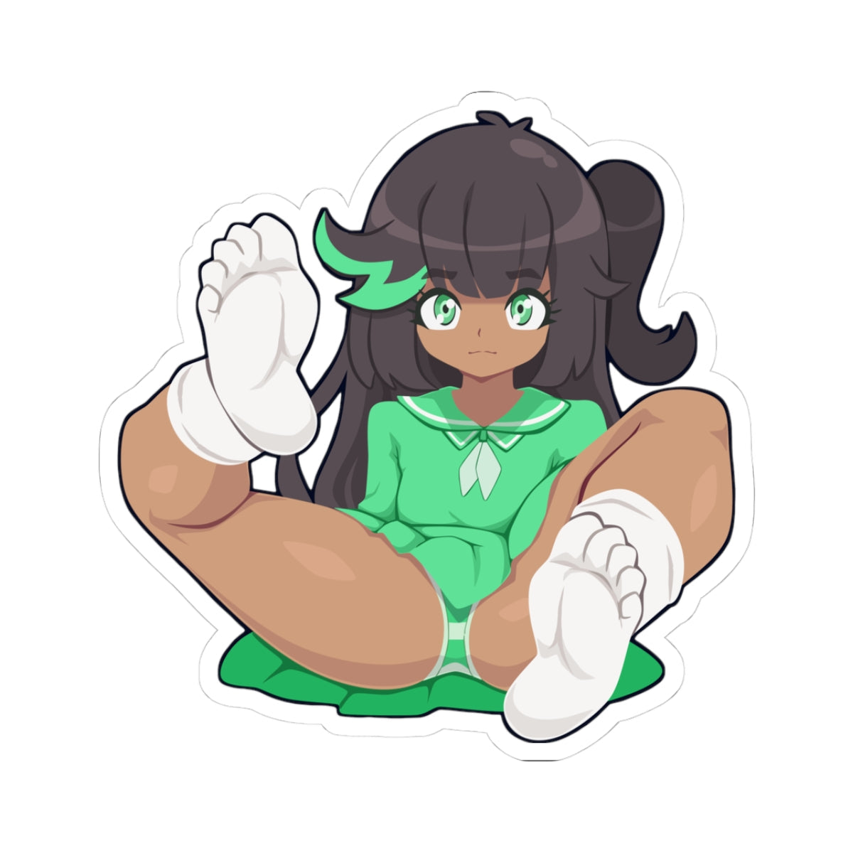 Dark-Skin Hentai POV Foot Tease - Soft White Socks - NSFW Adult Anime Sticker