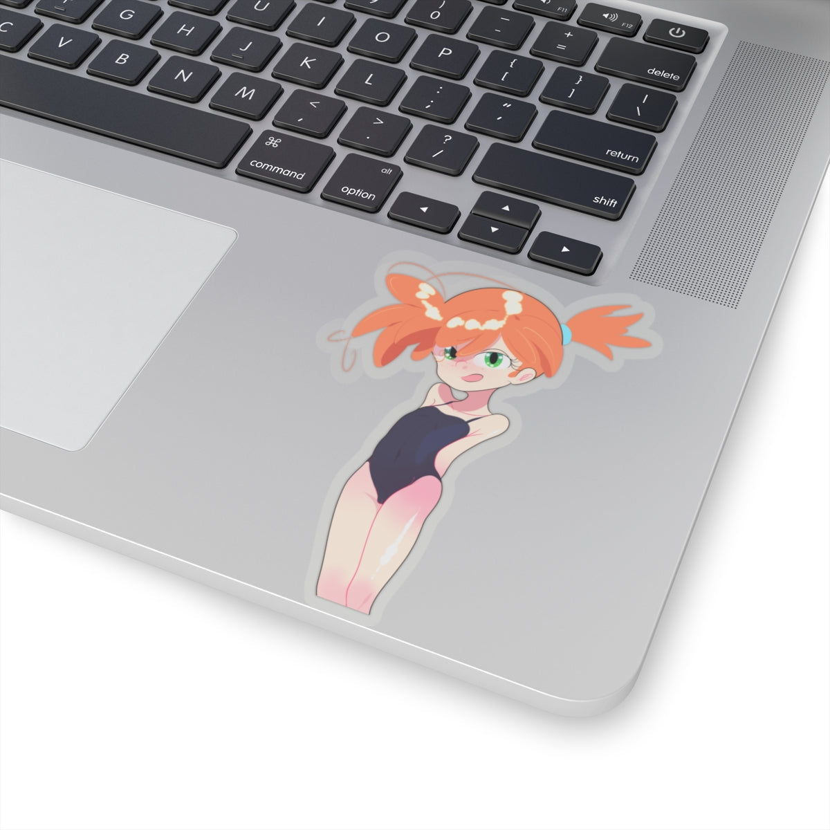 Cute Anime Girl Swimwear Kiss-Cut Sticker — Chibi Redhead Laptop Decal
