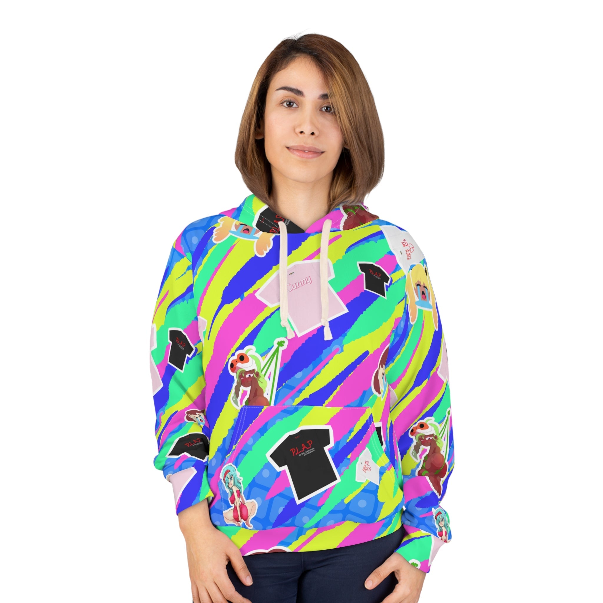 Hentai Sticker Bomb Hoodie Chaos - Ahegao & Fuck My Ass Crop Tops All-Over PrintUnisex Pullover Hoodie (AOP)