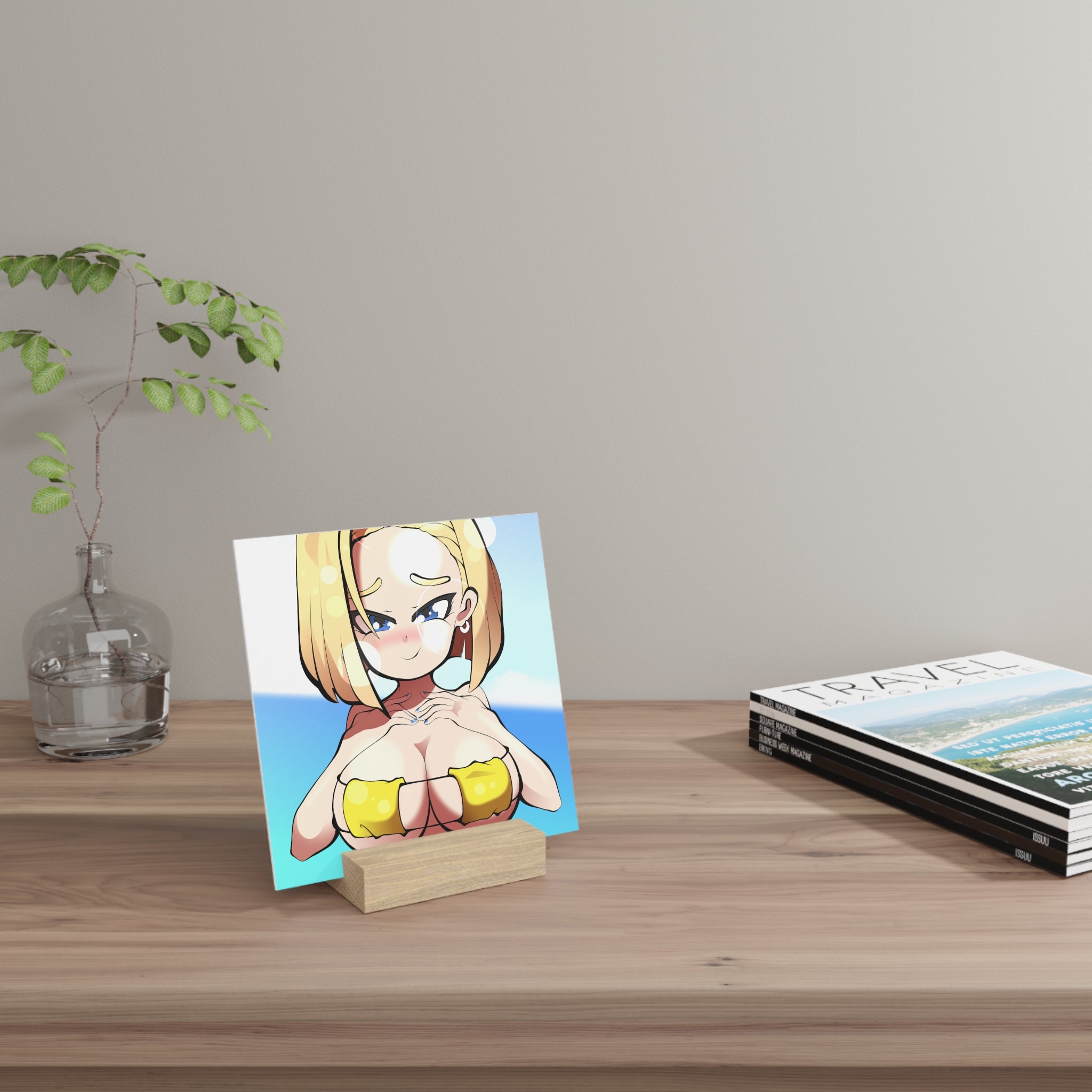 Anime Pinup Gallery Board with Wood Stand — Beach Tit Squeeze