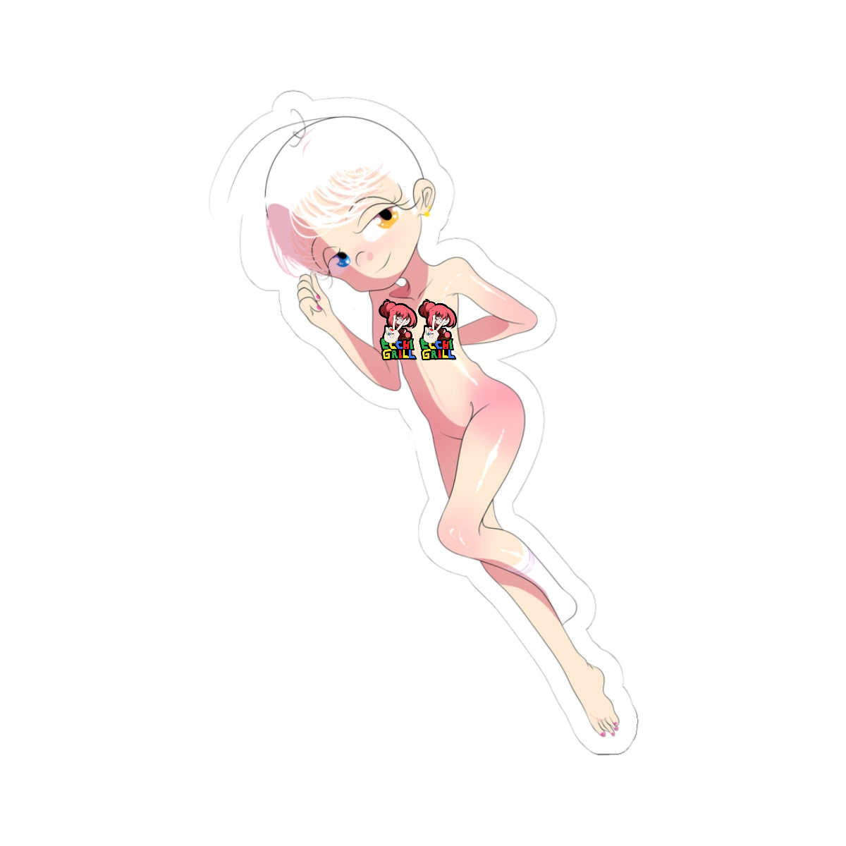 Illustration of a character in a pink outfit with a white background