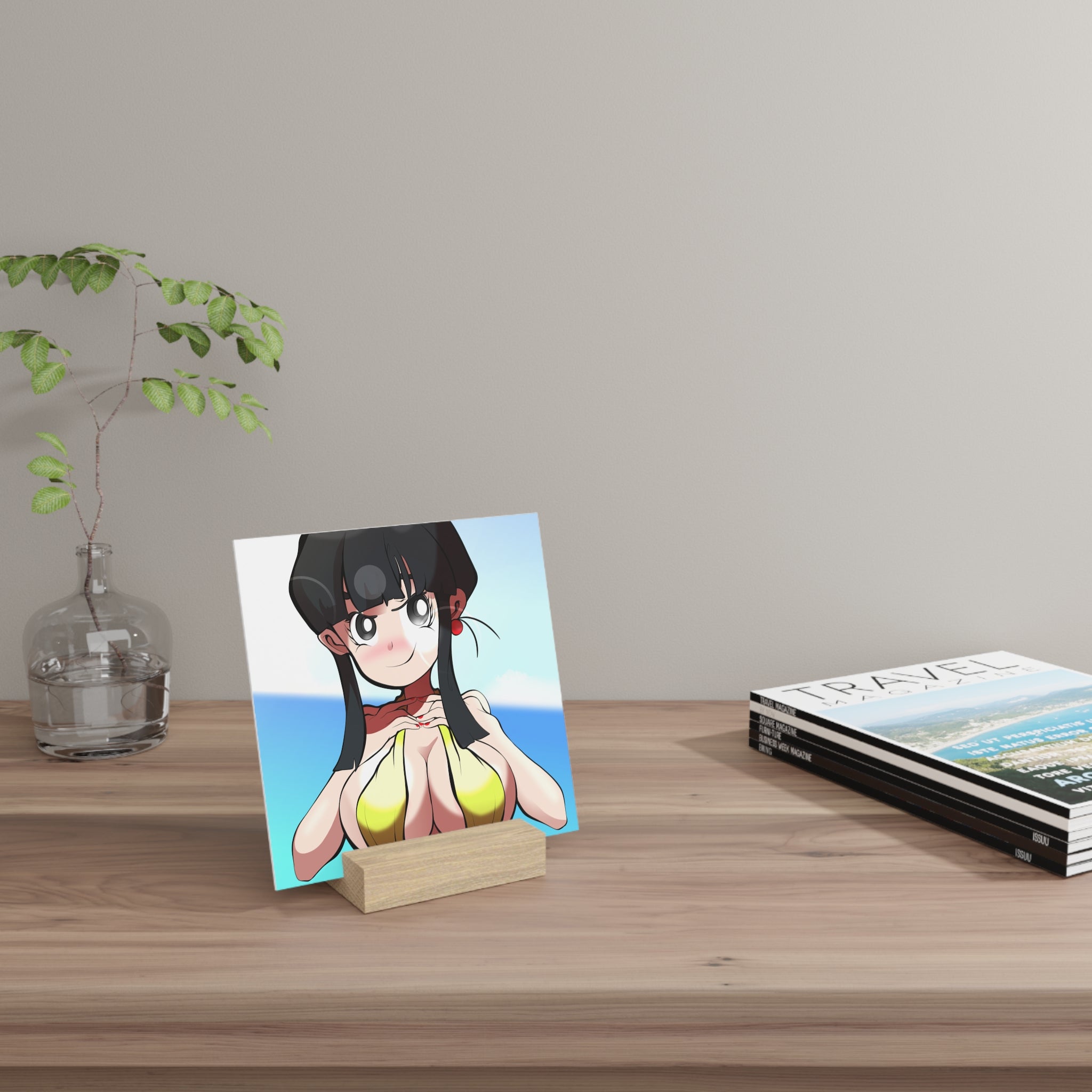 Anime Pinup Gallery Board with Wood Stand — Beach Tit Squeeze