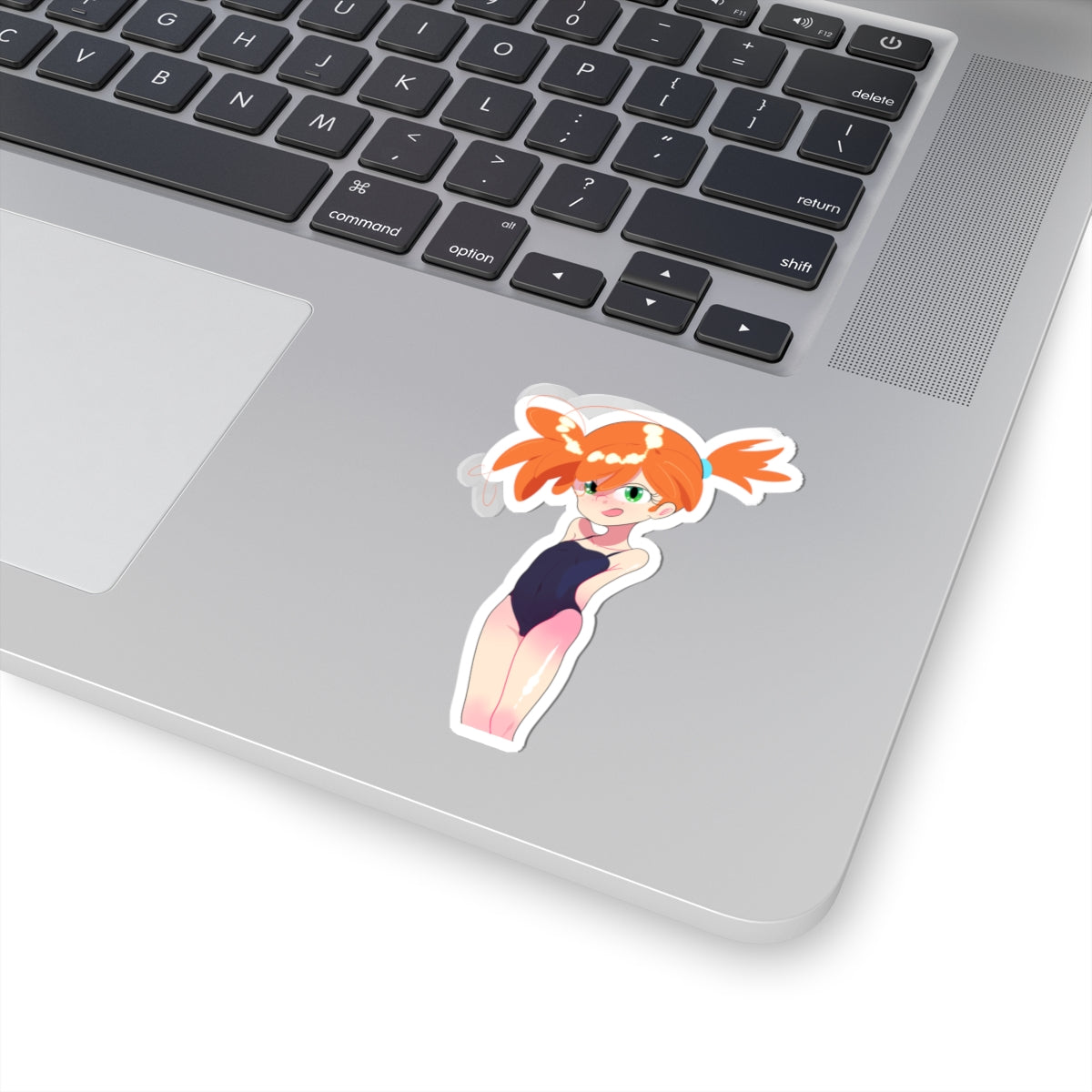 Cute Anime Girl Swimwear Kiss-Cut Sticker — Chibi Redhead Laptop Decal