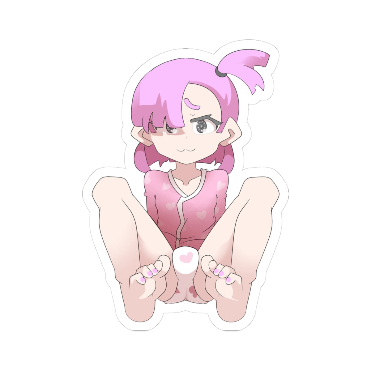Cute Pink Anime Girl Kiss-Cut Sticker — Kawaii Laptop Decal