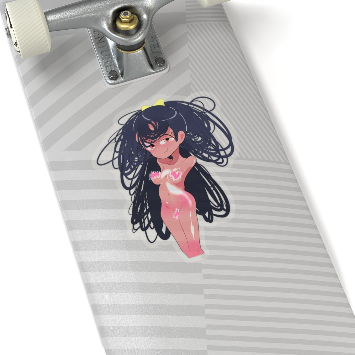 Anime Pinup Kiss-Cut Sticker — Cute Glowing Heart Girl Vinyl Decal