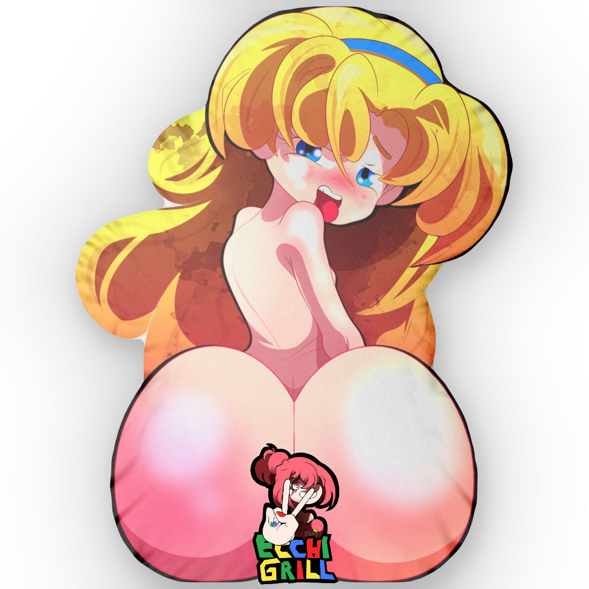 Thicc Blonde Hentai Waifu Presents Her Juicy Ass – Heart-Shaped Booty Close-Up Begging for Backshots - Custom Shape NSFW Pillow