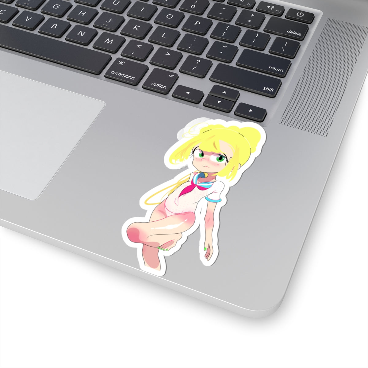 Kawaii Sailor Girl Kiss-Cut Sticker — Pastel Anime Laptop Decal