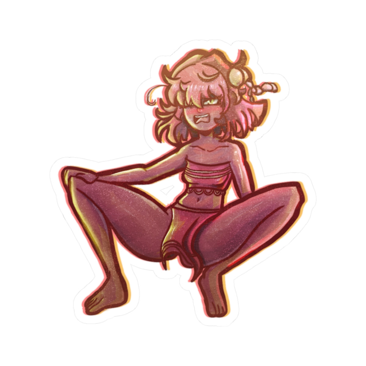 African Tribal Girl Legs Wide Open Tease - Barefoot Ebony - NSFW Adult Anime Sticker