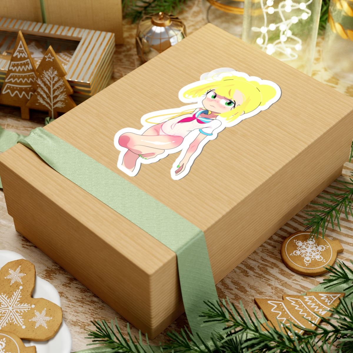 Kawaii Sailor Girl Kiss-Cut Sticker — Pastel Anime Laptop Decal