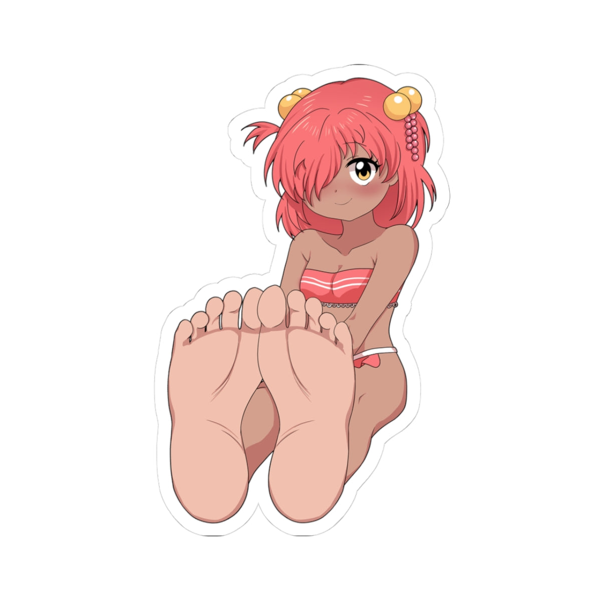 Pink-Haired Ebony Foot Tease - Tiny Bikini Soles & Toes - NSFW Adult Anime Sticker