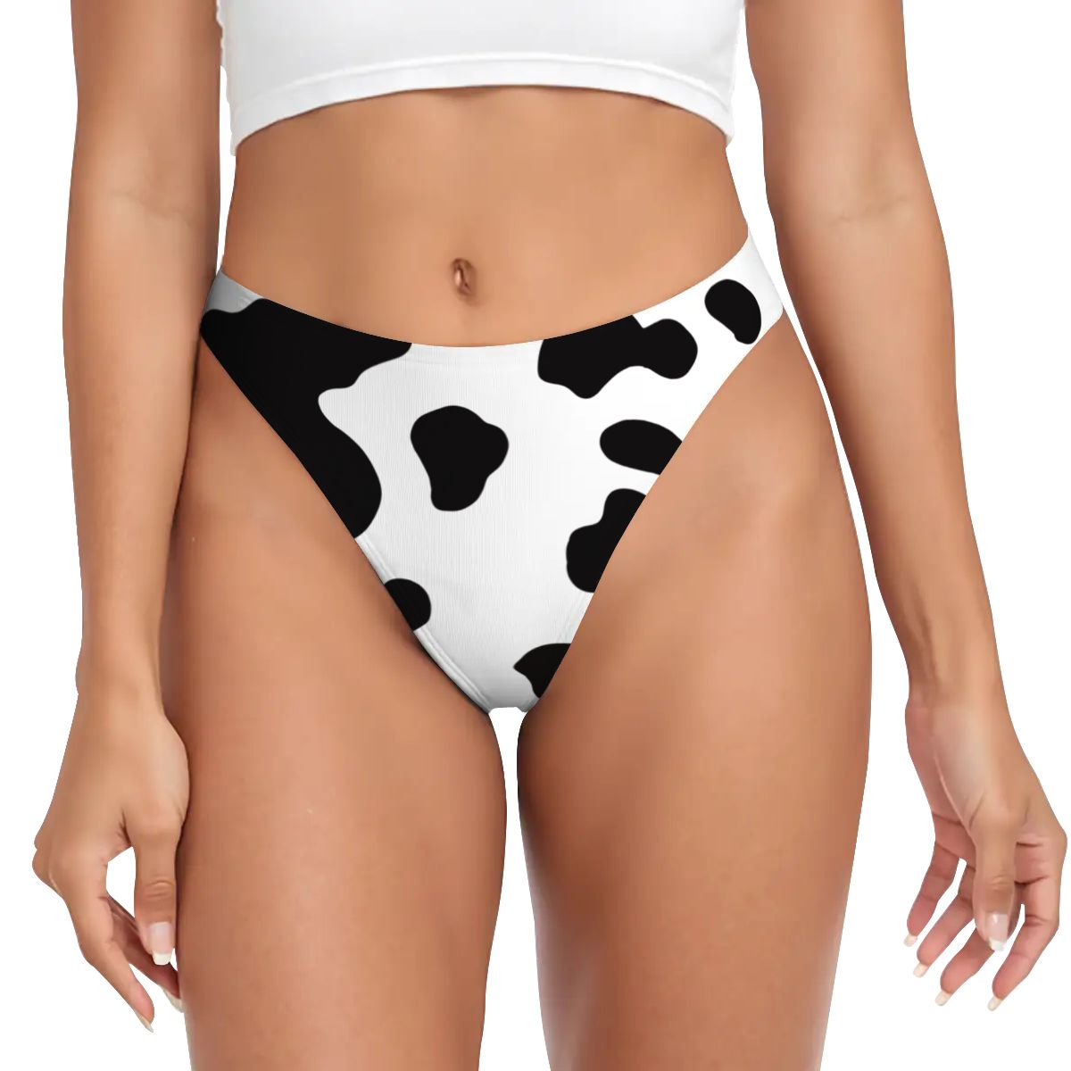 Thongs Cow Print Black