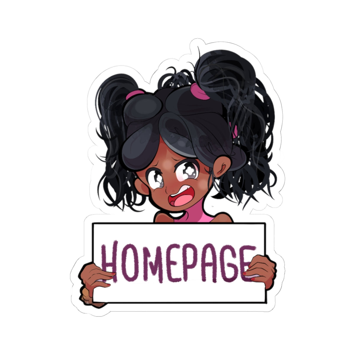Ebony Hentai Cutie Begs for Your Click - Ahegao Face & Pigtails Homepage - NSFW Adult Anime Sticker
