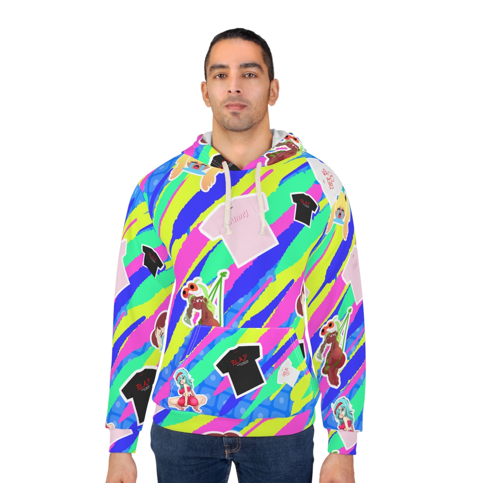 Hentai Sticker Bomb Hoodie Chaos - Ahegao & Fuck My Ass Crop Tops All-Over PrintUnisex Pullover Hoodie (AOP)