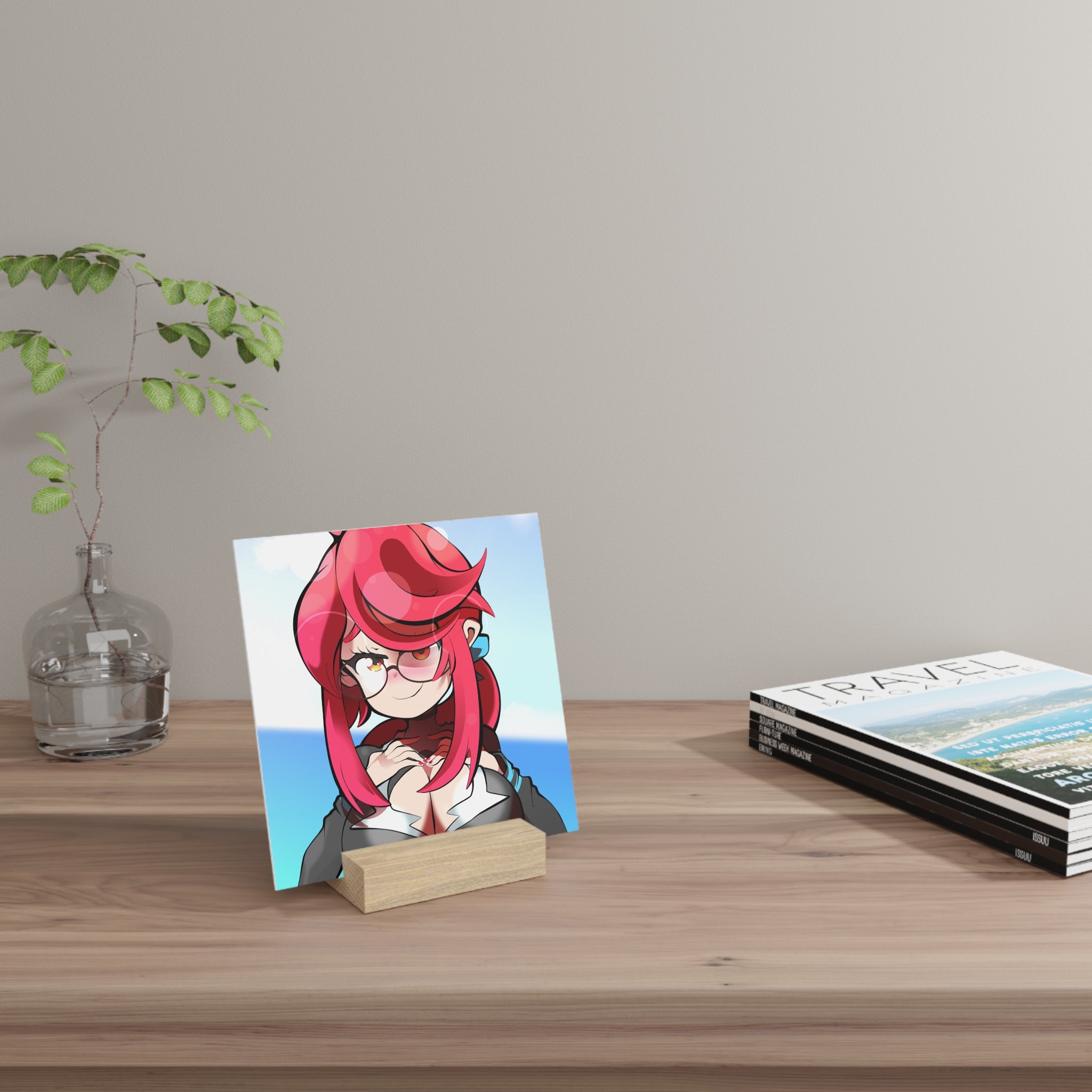 Anime Pinup Gallery Board with Wood Stand — Galactic Hentai Cleavage Squeeze
