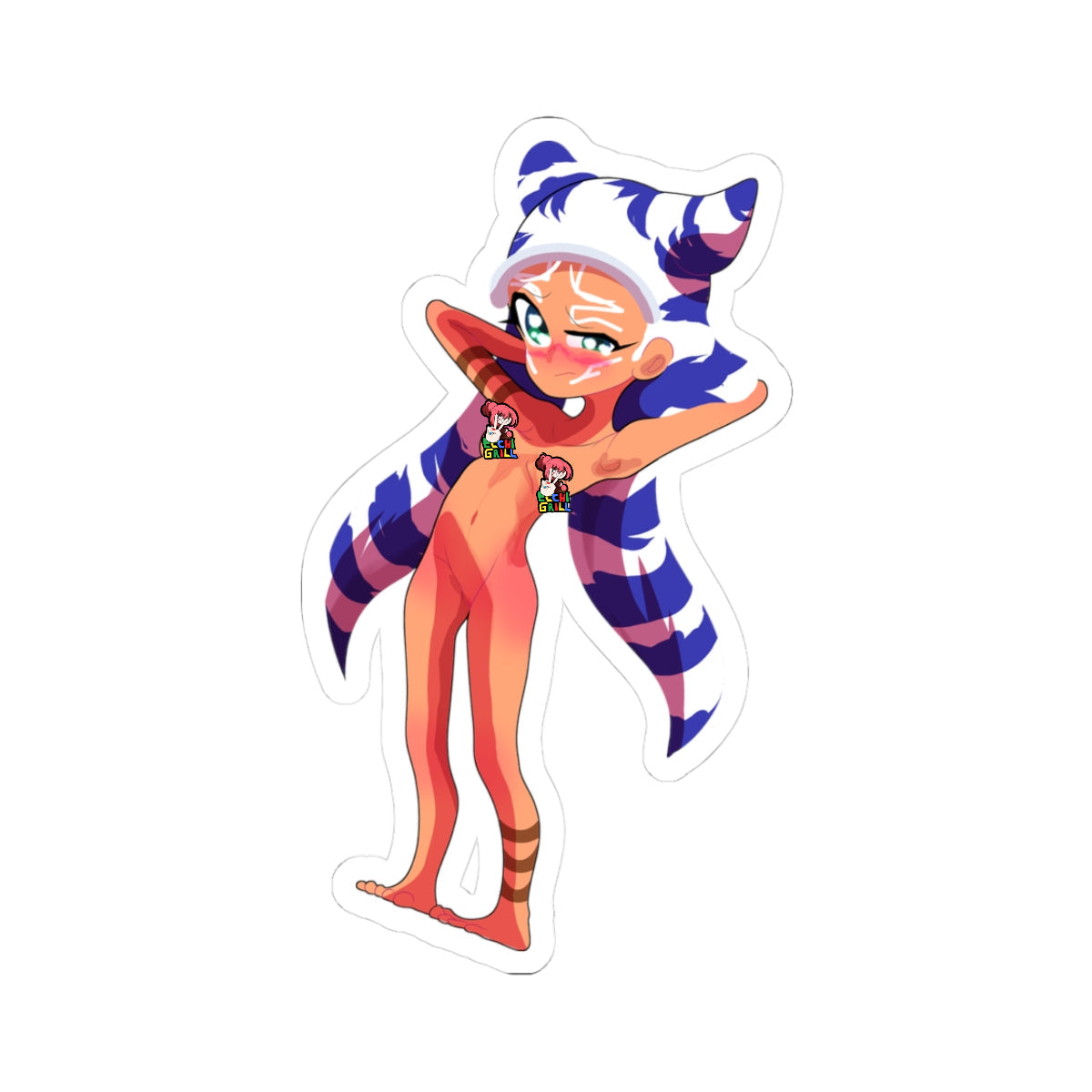 Cute Anime Character Kiss-Cut Sticker — Playful Design