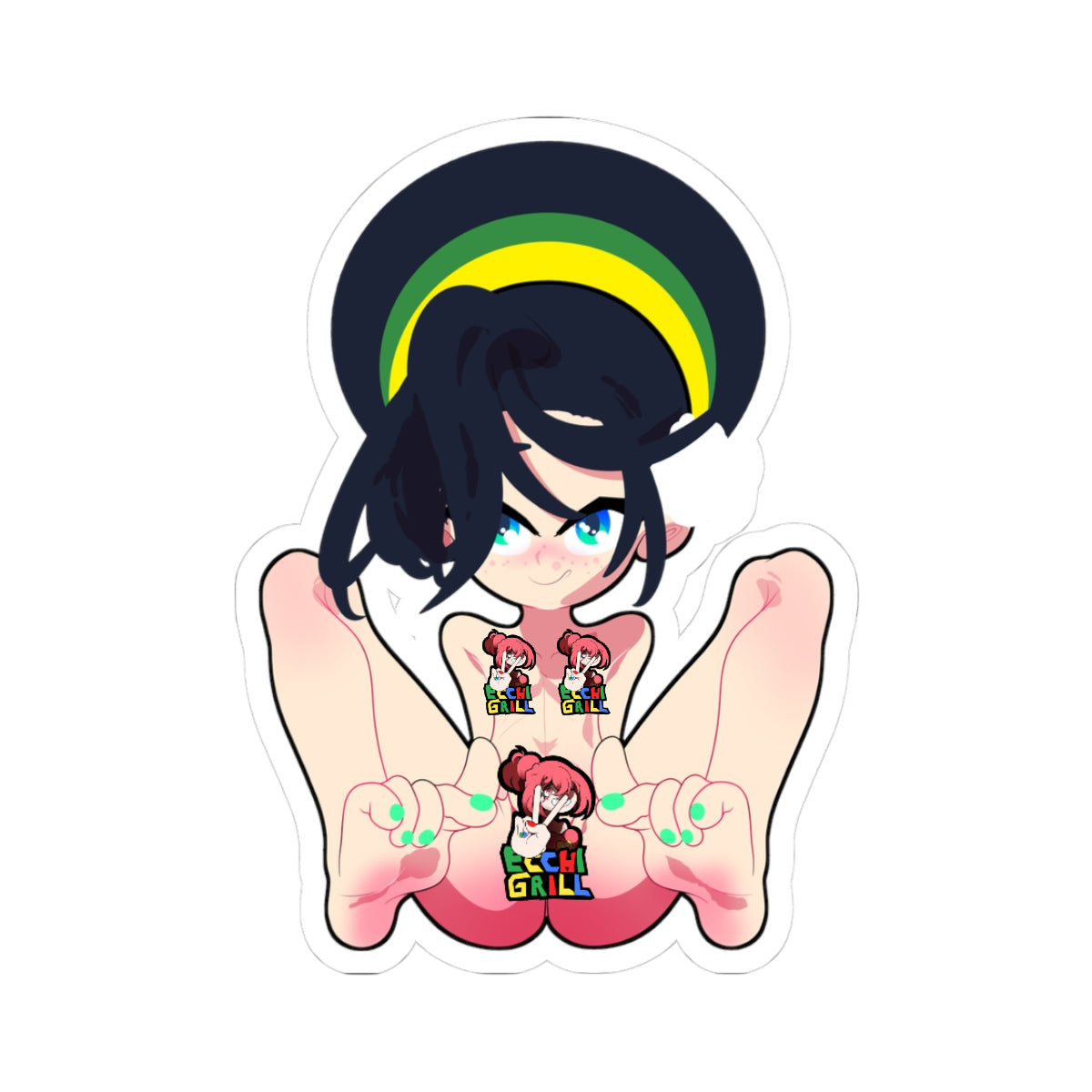 Adult Anime Sticker — Provocative Chibi Character Kiss-Cut Sticker