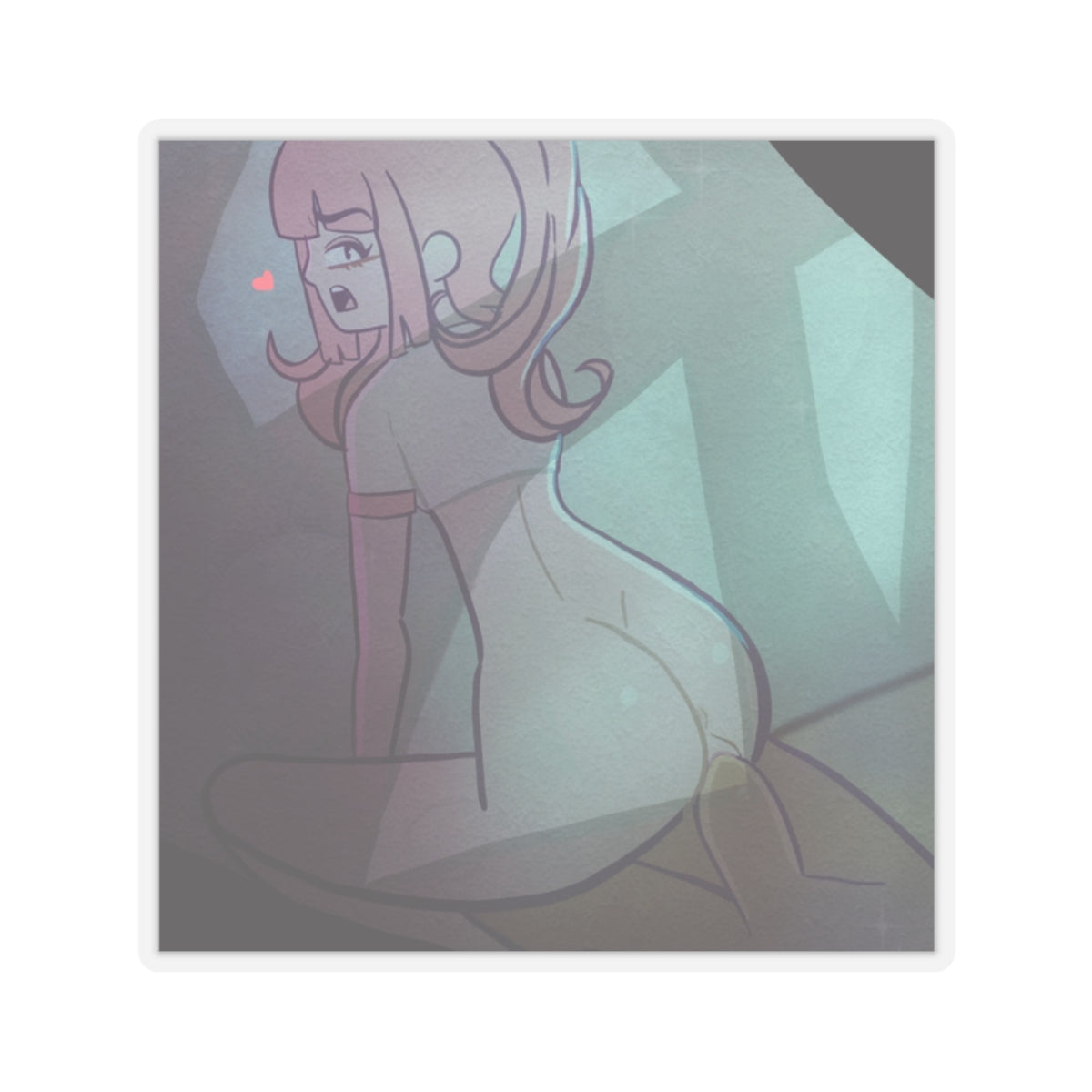 Pastel Pinup Girl With Futa Sticker