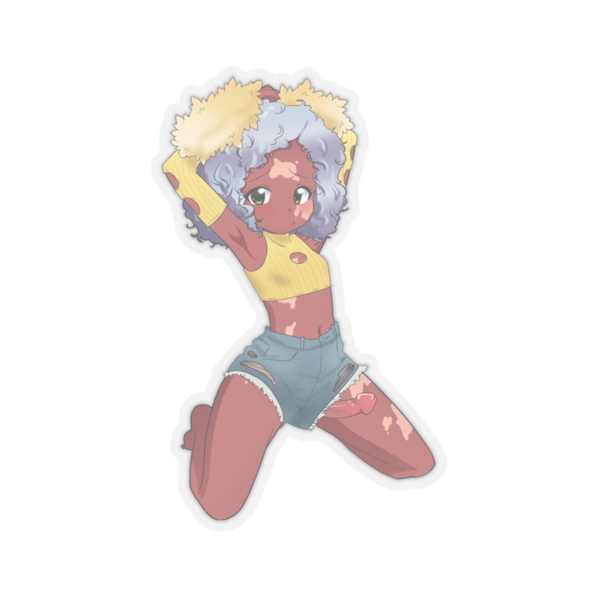 Vitiligo Anime Futanari Girl Sticker Alt