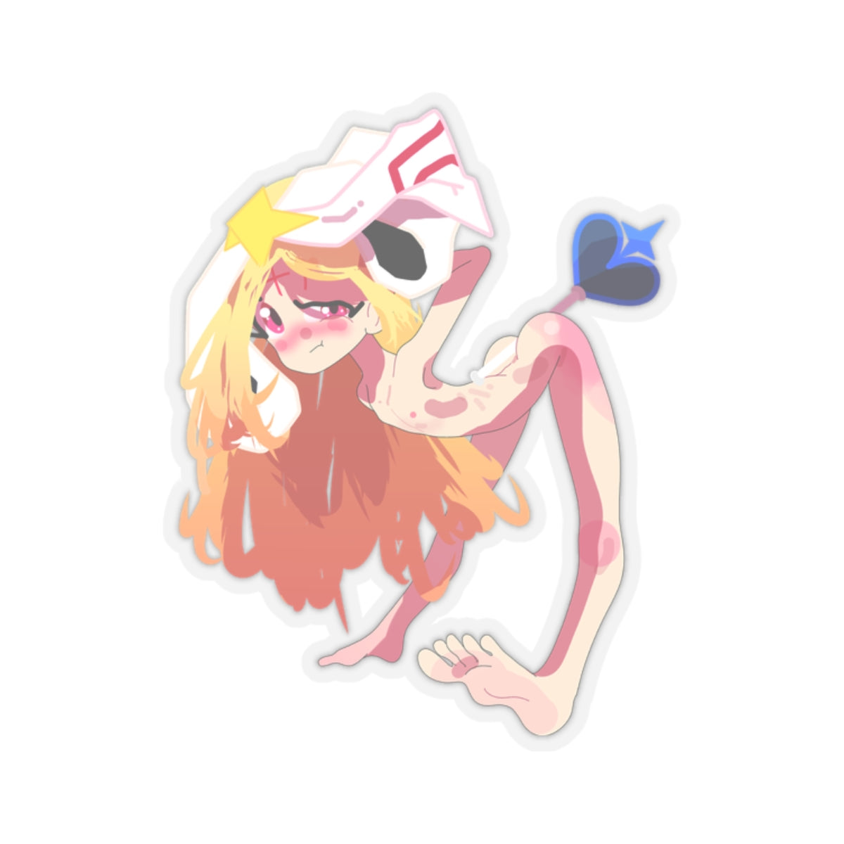Cute Evil Magic Girl Azure Wand Sticker