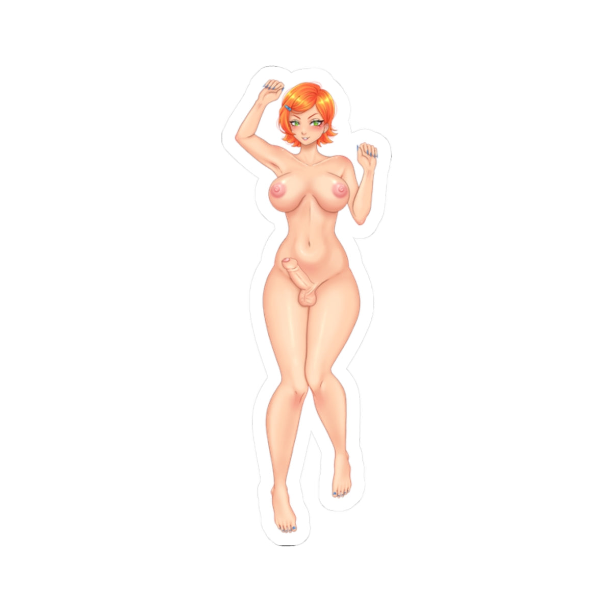 LGBTQ Anime Futanari Character Sticker No Hair on Sack Alt