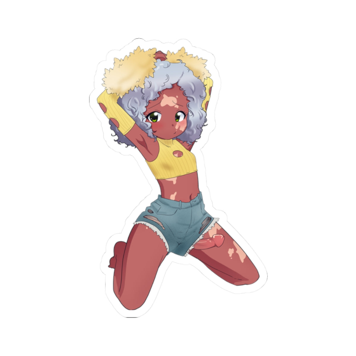Vitiligo Anime Futanari Girl Sticker Alt