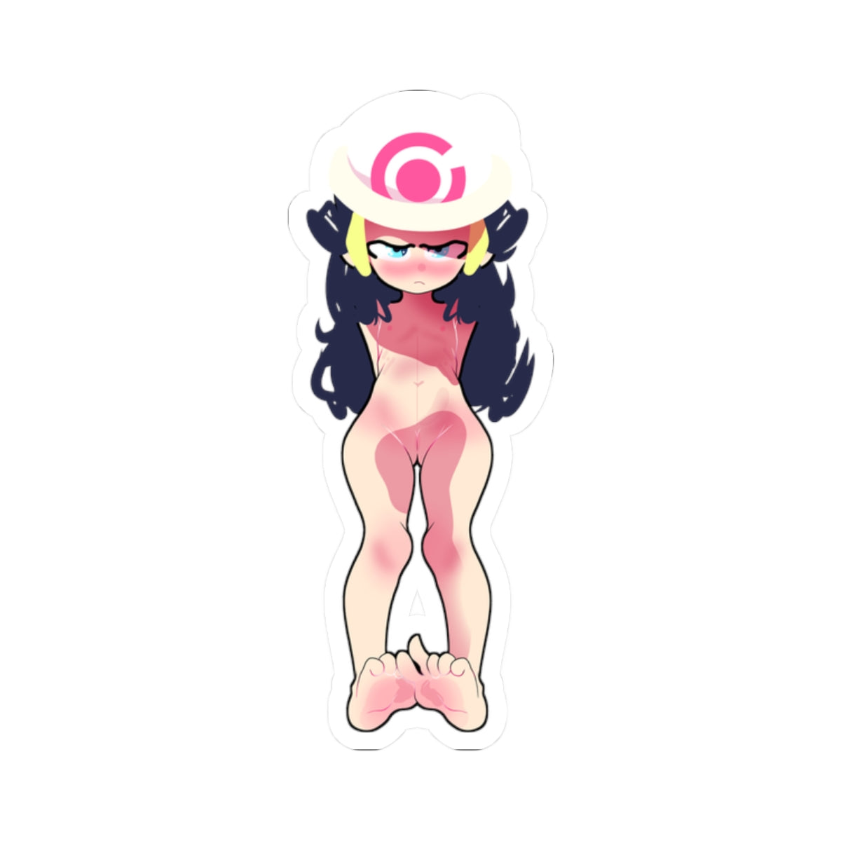 Blushing Anime Girl Feet Sticker