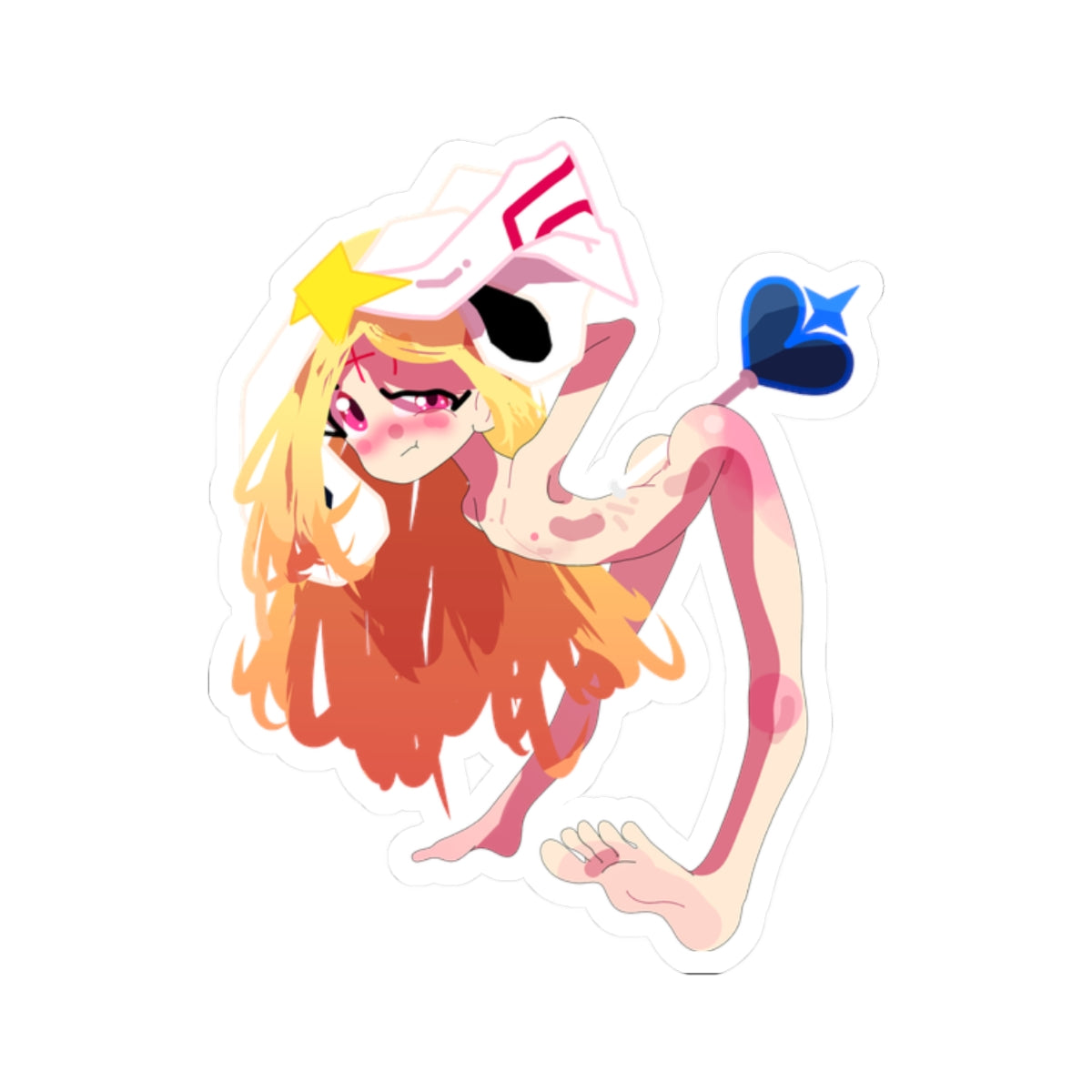Cute Evil Magic Girl Azure Wand Sticker