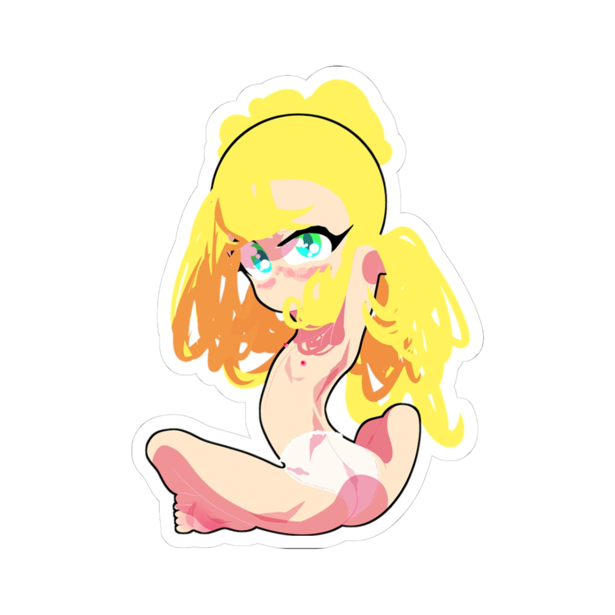 Cute Blonde Pin-Up Character Kiss-Cut Sticker