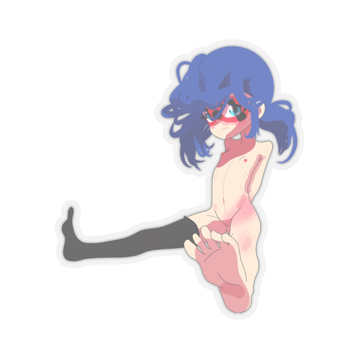 Anime Girl Cute Blushing Blue-Haired Character Sticker