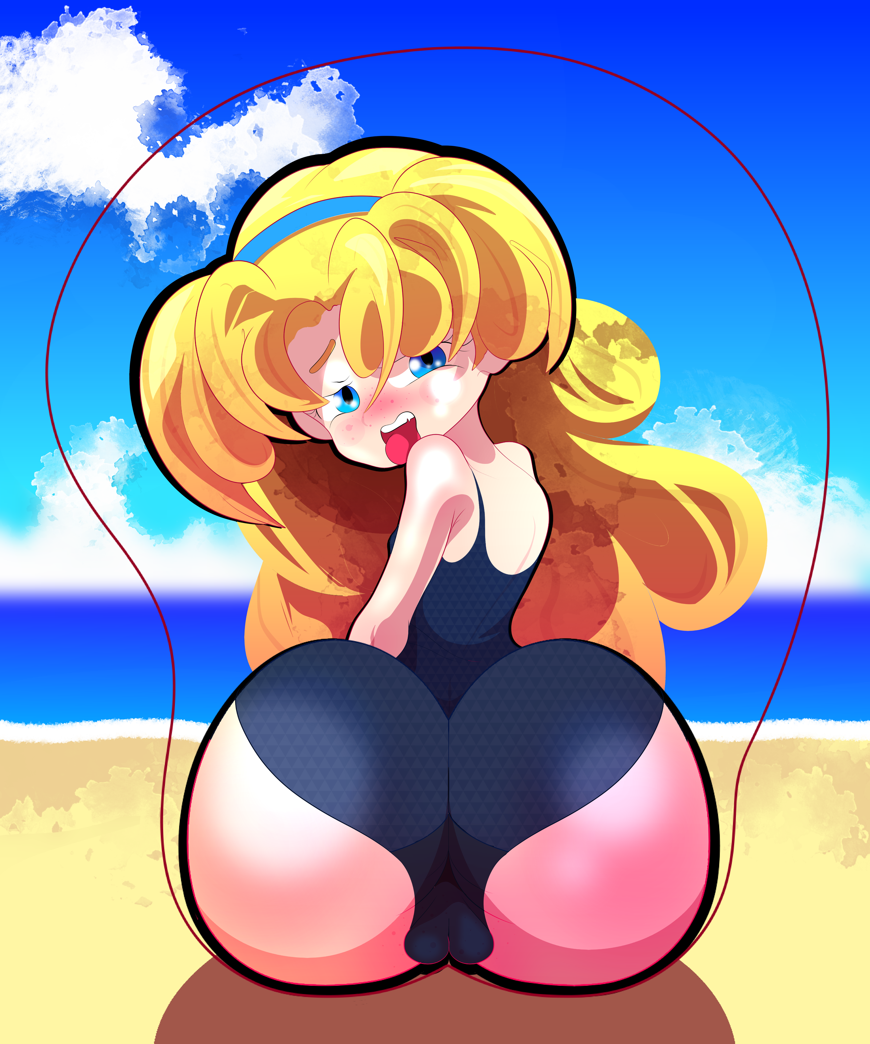 (Mousepad) Preorder Blonde Hentai Beach Babe Squeezes Massive Ass