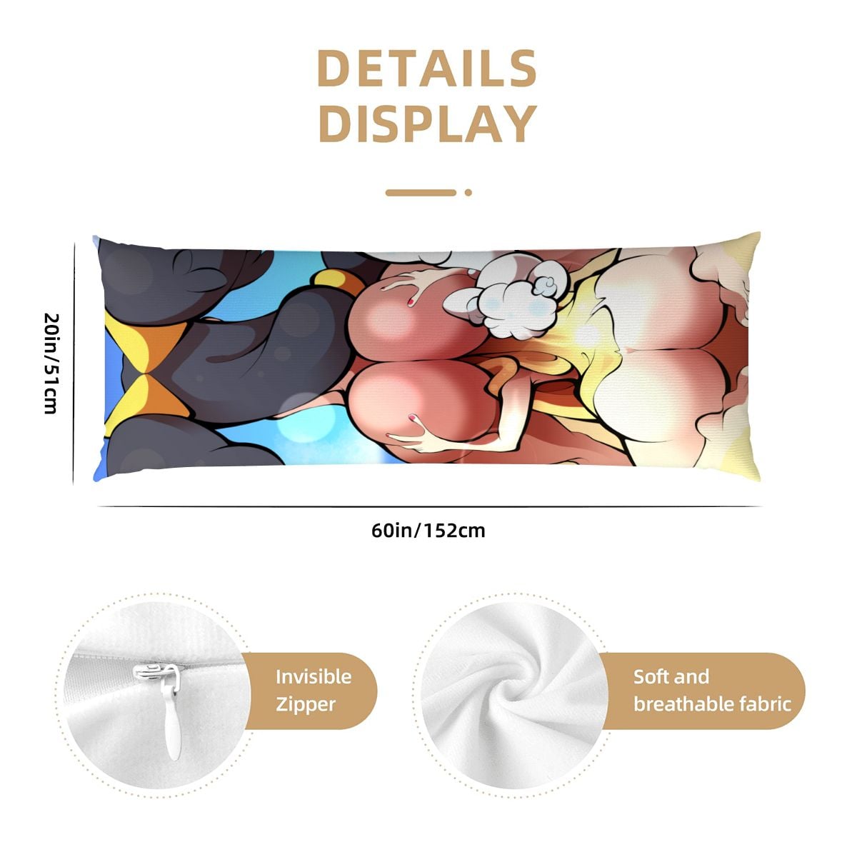 Body Pillow Cover 20"x54" AnalVore BigBooty Grip