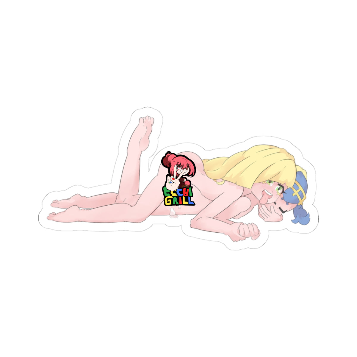 Blonde Hentai Babe Covered in Thick Cum - Ahegao Face Down Ass Up Dripping Creampie Mess - NSFW Adult Anime Sticker