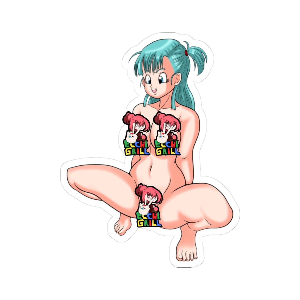 Blue-Haired Hentai MILF Wide Open Pussy & Thick Thighs - NSFW Adult Anime Sticker