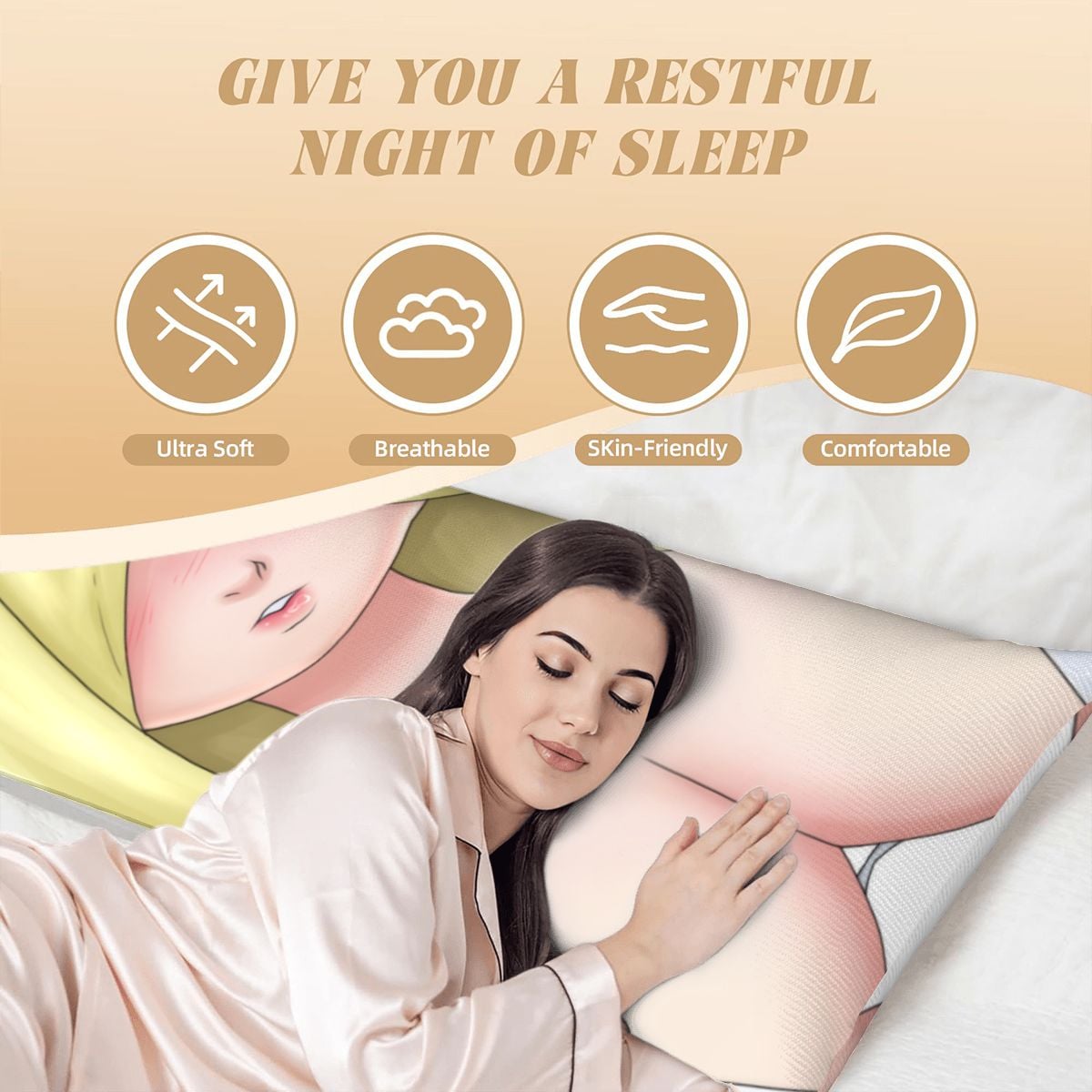 Body Pillow Cover 20"x54" Blond Milf Boobies