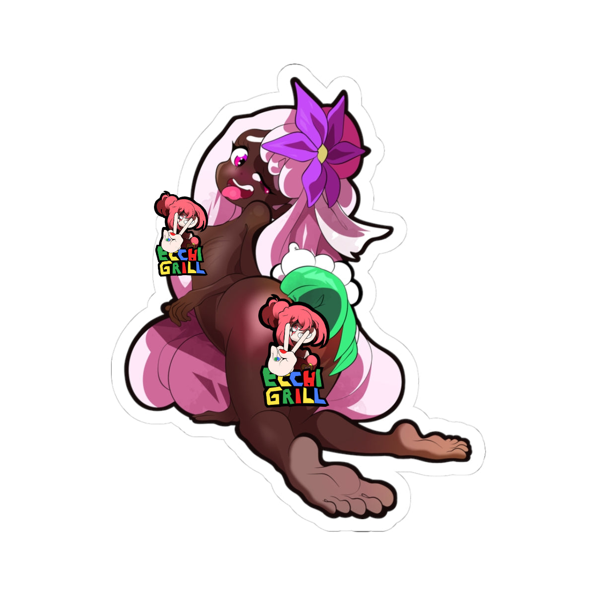 Ebony Hentai Waifu Anal Vore Tease White Hair Purple Flower Ahegao Ass Swallow Green Prey Bare Soles - NSFW Adult Anime Sticker