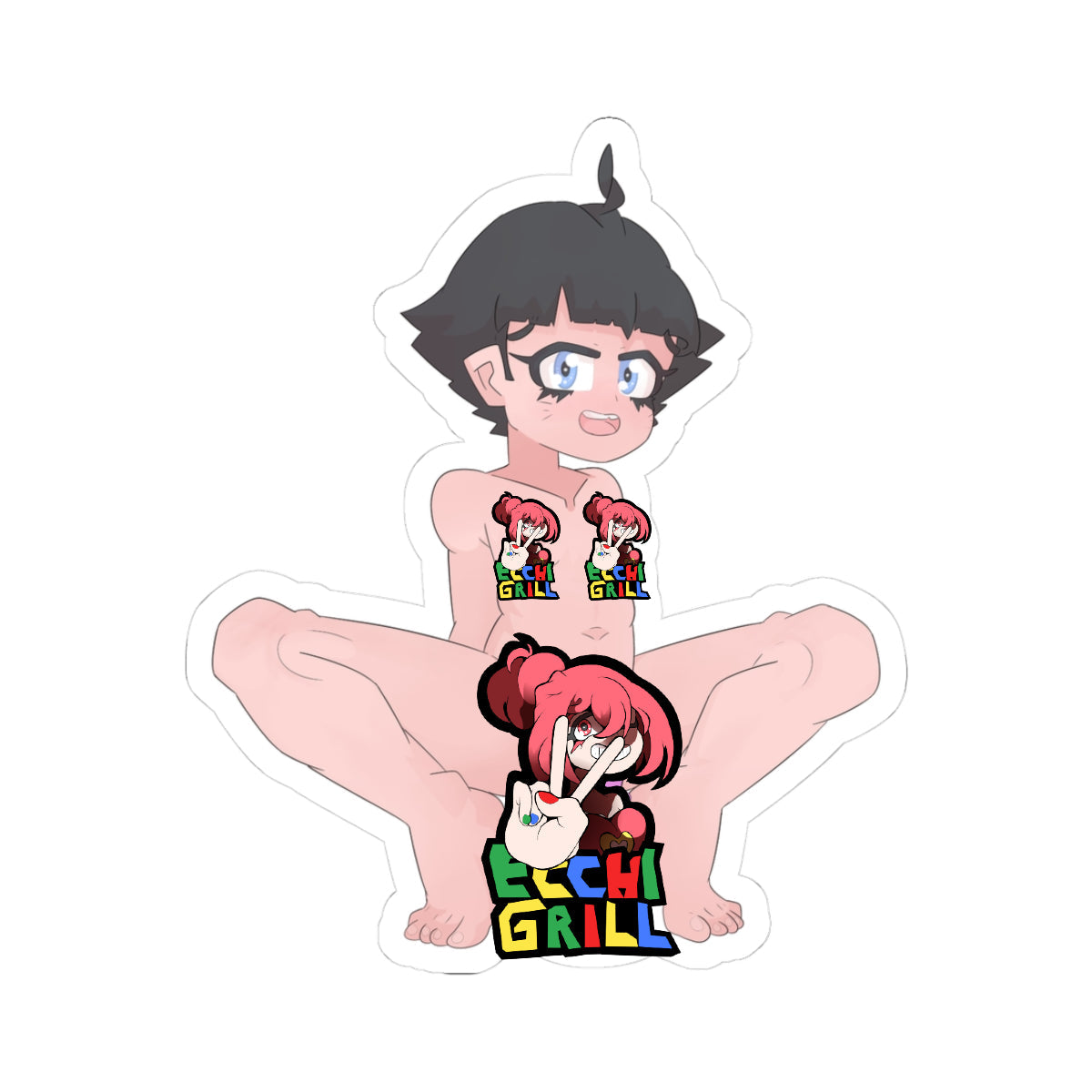 Squats on Massive Textured Dildo - Cute Anime Girl Riding Huge Ribbed Toy Deep Hentai - NSFW Adult Anime Sticker