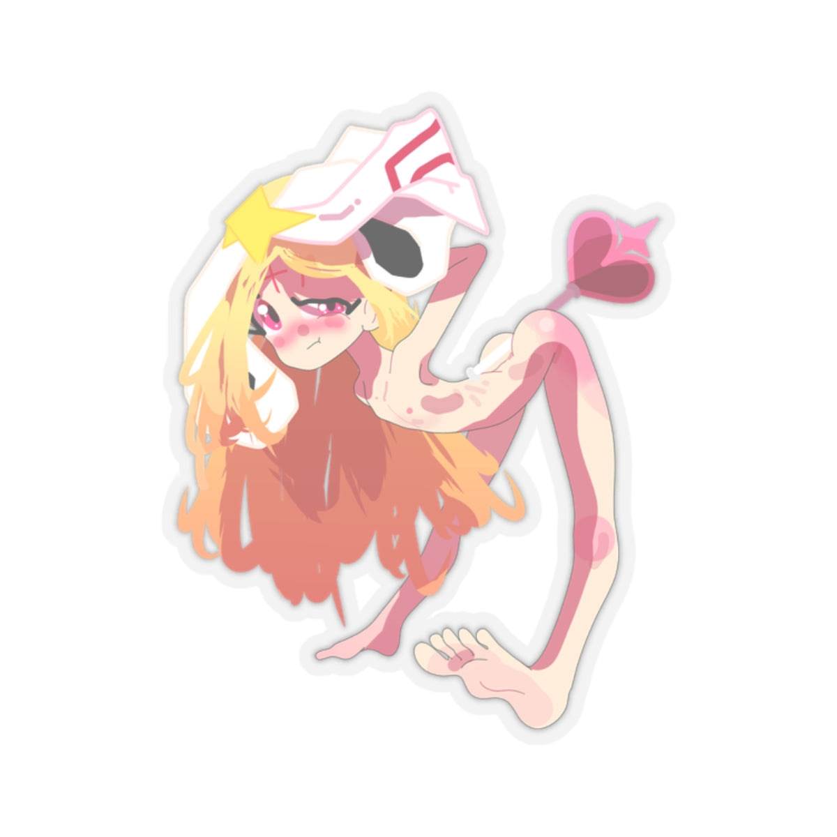 Cute Evil Magic Girl Magenta Wand Sticker