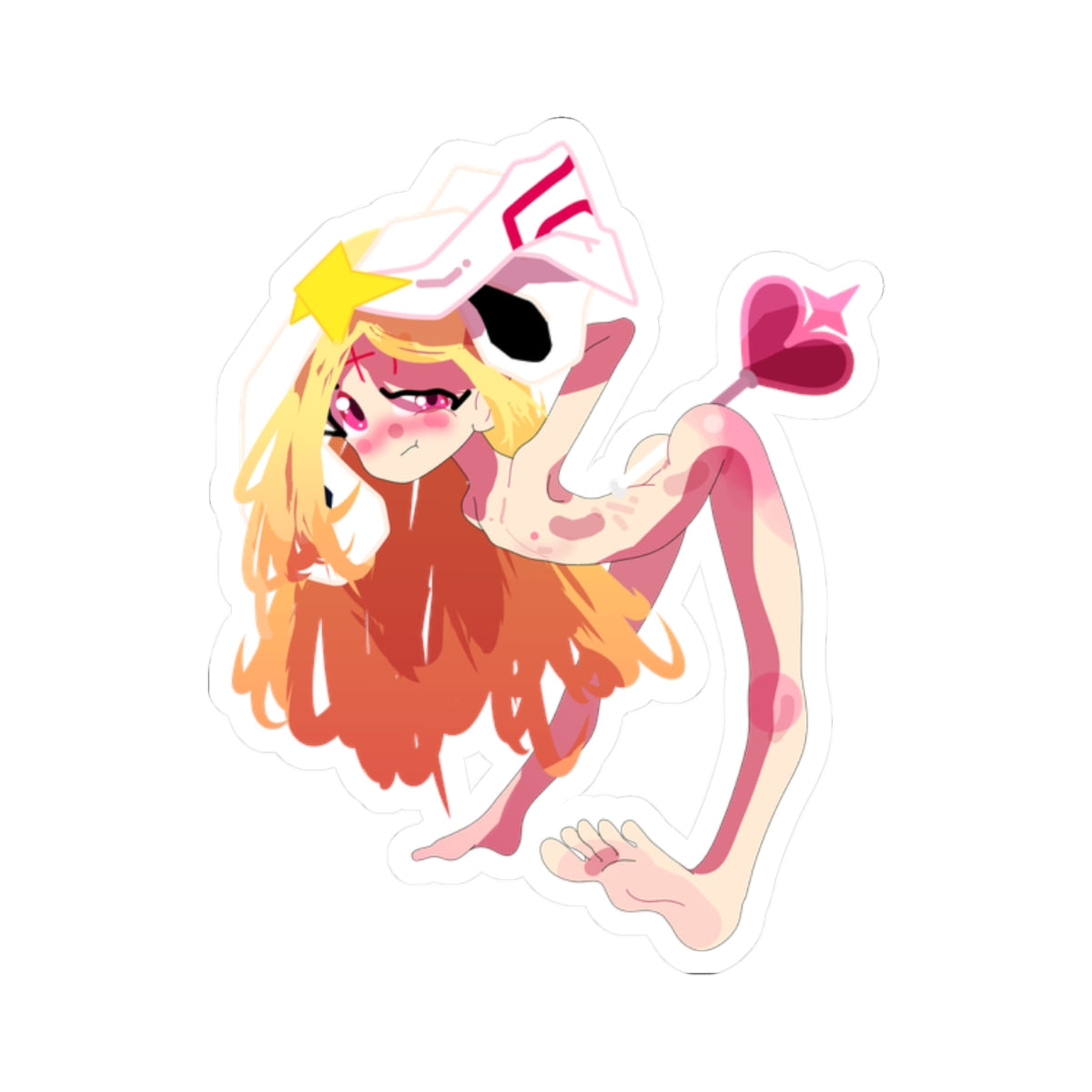Cute Evil Magic Girl Magenta Wand Sticker