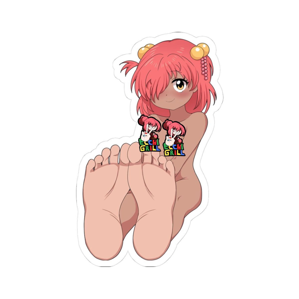 Pink-Haired Nude Foot Fetish - Tiny Tits & Soft Soles - NSFW Adult Anime Sticker