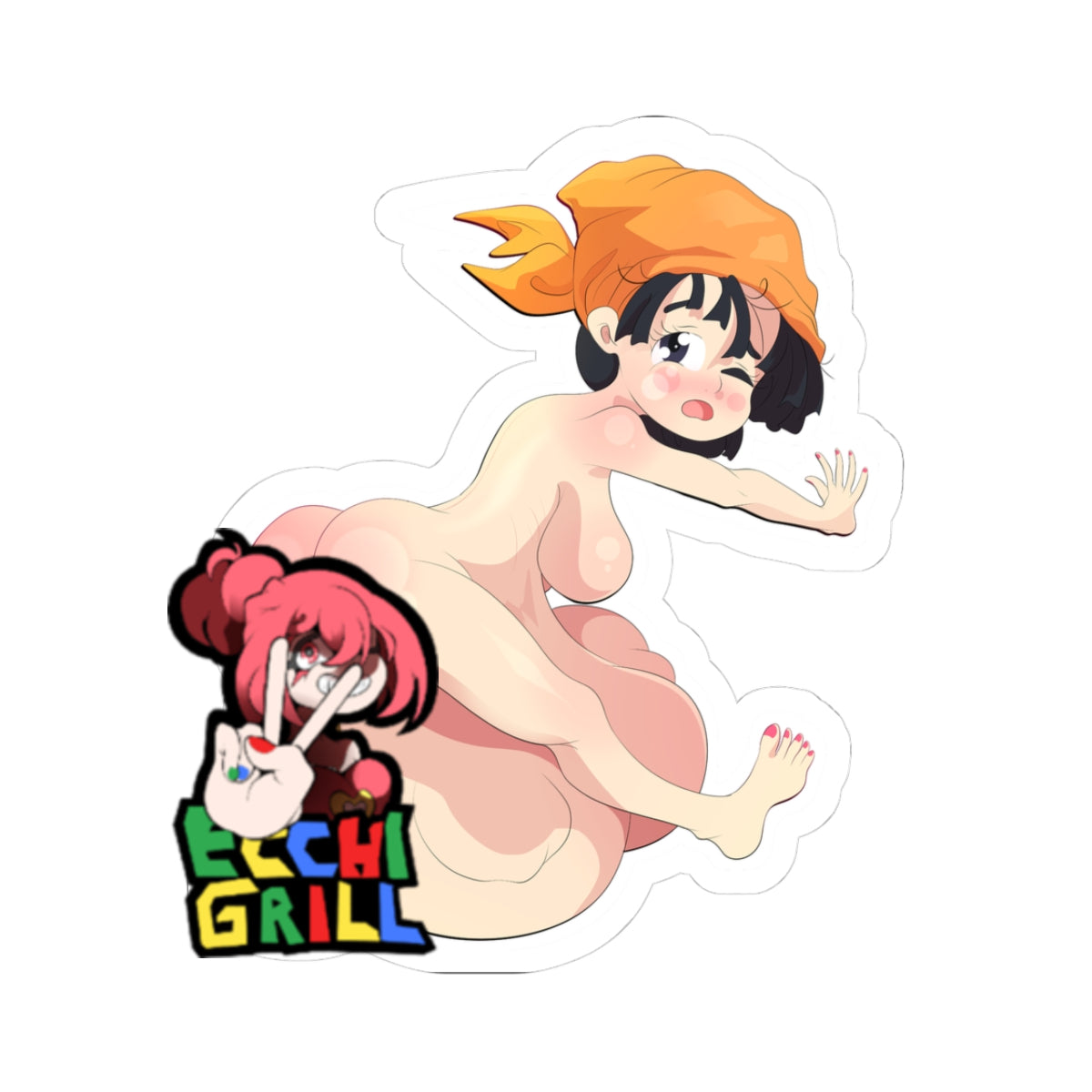 Extreme Scat Hentai Anime Girl Nude Huge Tits Thick Ass Pooping Massive Turd - NSFW Adult Anime Sticker