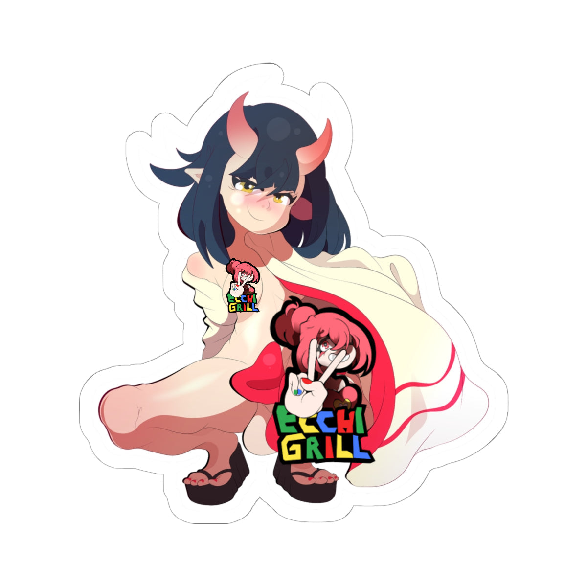 Futanari Demon Girl Huge Cock Tease - Squatting Succubus - NSFW Adult Anime Sticker
